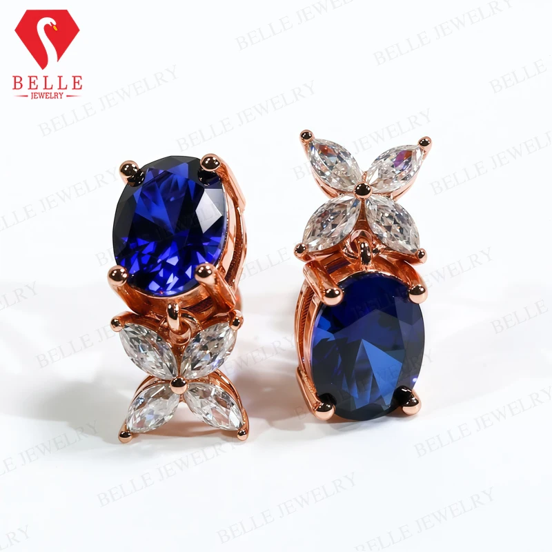 

3CT Earrings with Moissanite Emerald/Ruby/Sapphire 925 Silver Gift Hypoallergenic Fade-Resistant Factory Direct Sales