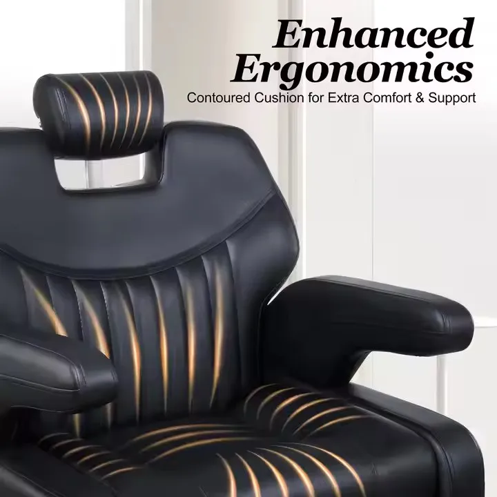 Professional Hairdressing Chair  Hair Salon Hydraulic Pump Modern Classic Reclining Luxury Black Barber Chairs for Men