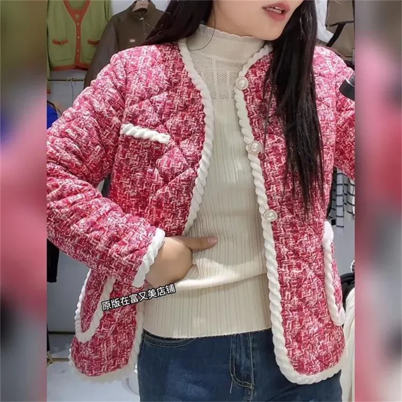 Pop Autumn And Winter New Mother's Clothing With Plush Warm Cotton Jacket Women's Fashionable Versatile Fleece Jacket Single Bre