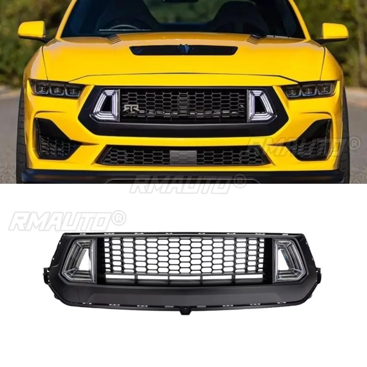 

Car Bumper LED Grill Racing Grills Grille Body Kit Front Bumper Grill Racing Grills for Ford Mustang 2024+ Exterior Part
