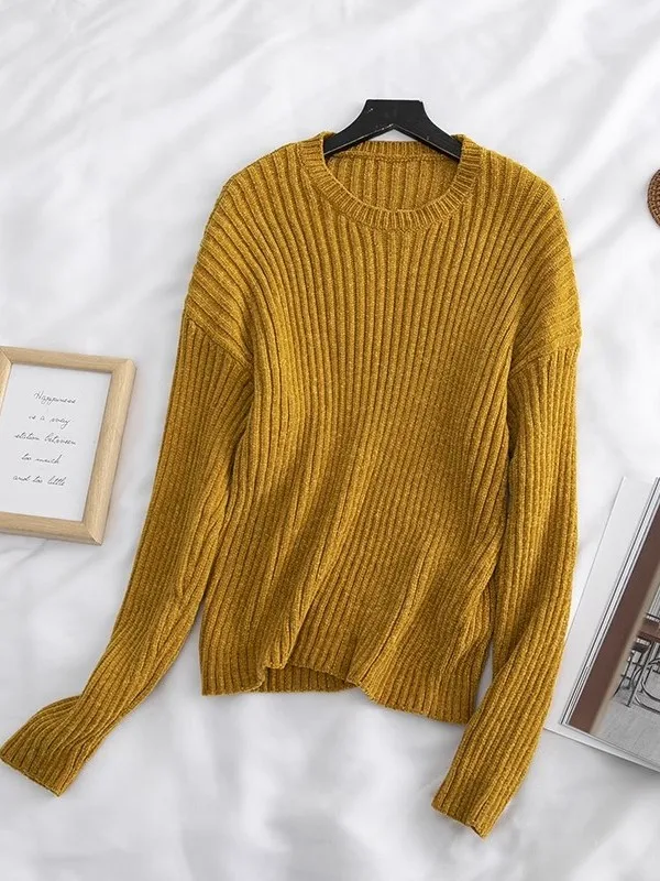 Frauen runde Ne Lange Sve Strickwaren Farbe Innen Tragen Einfache Sle Winter Neue Ankunft Pullover Bequeme Casual Top
