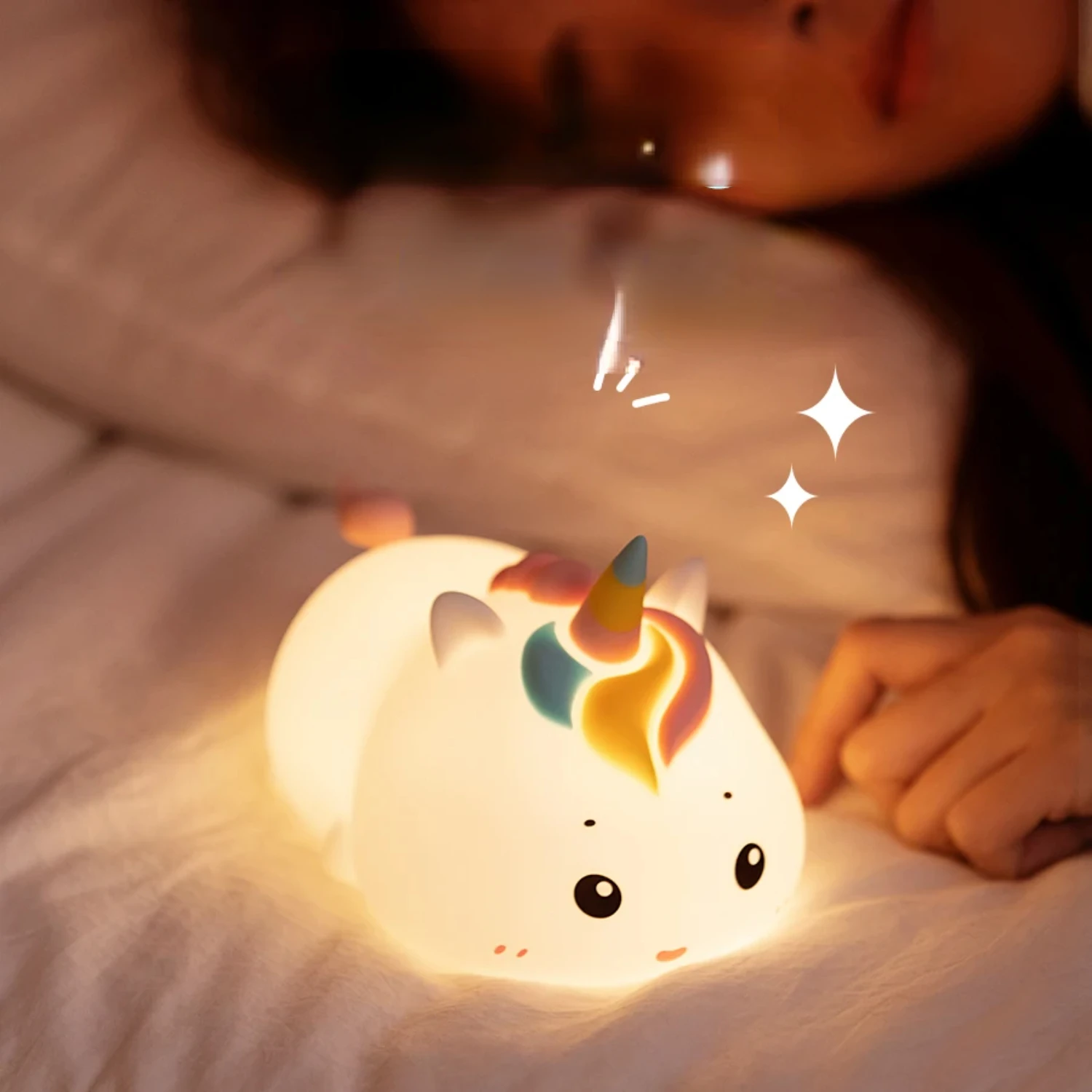 Unicorn LED Night Lamp - Perfect, Unique, and Innovative Dimmable Rechargeable Silicone Patting Mood Light - Remote Control Incl