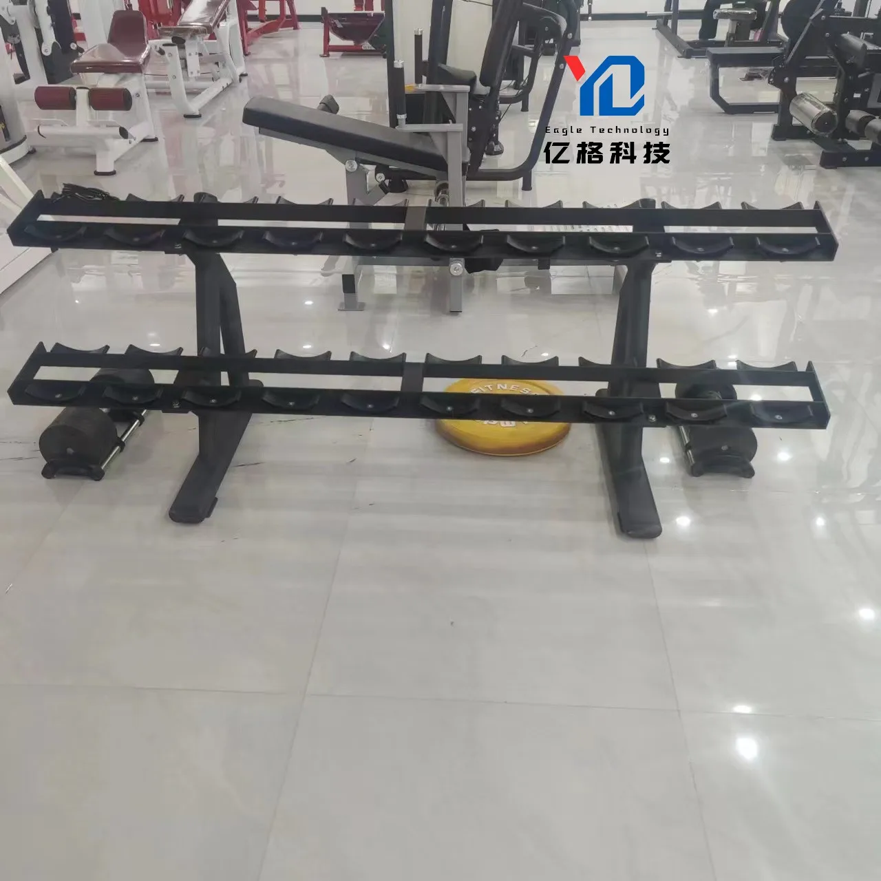 YG-6039   Professional Gym Use 2 Tier Dumbbell Storage Rack  Dumbbell Rack for 10 Pairs  Gym Fitness Equipment