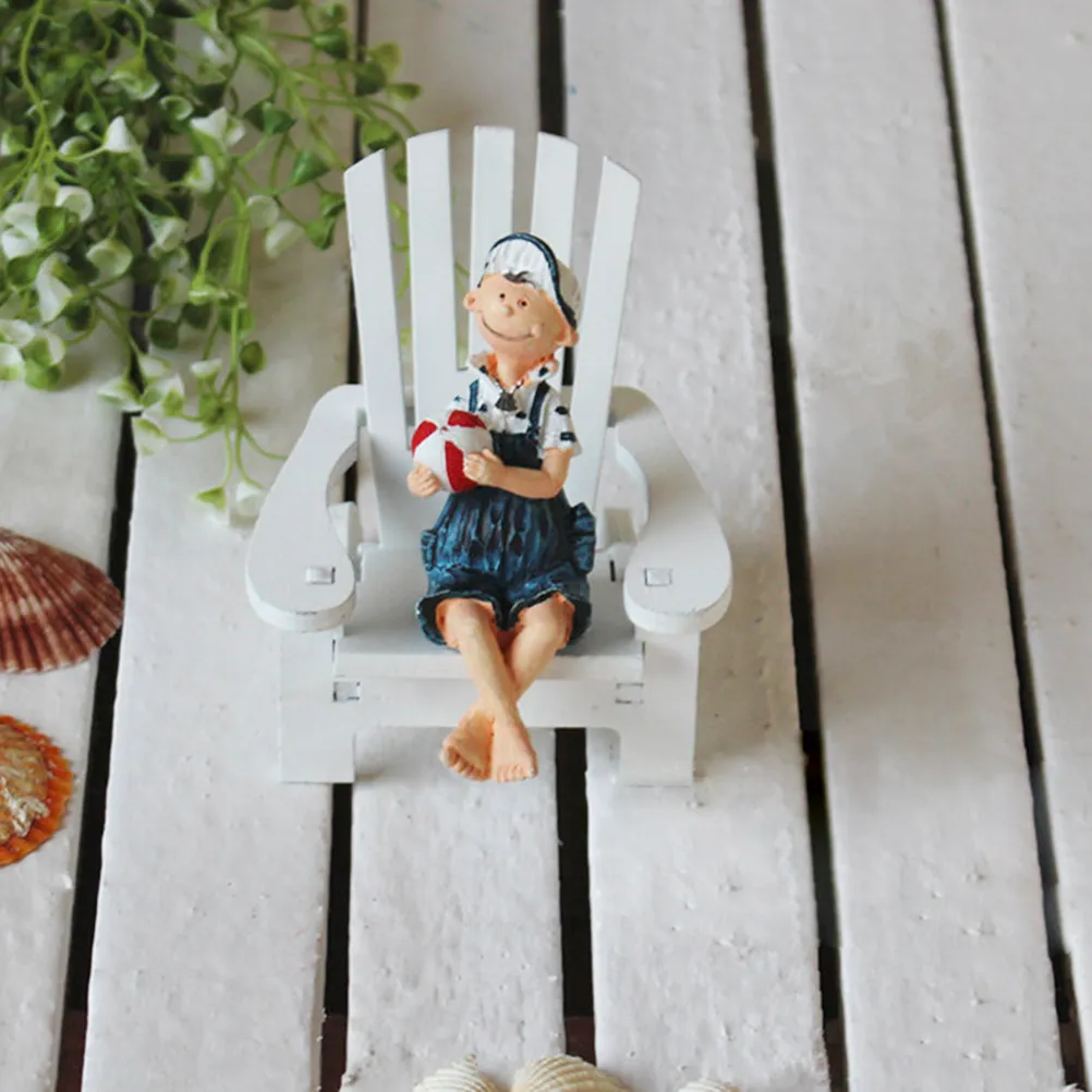 Beach Chair Ornament Minimalist Wooden Desktop Decor for Home Office Table Car Interior Bedroom Decoration Gift Photo Prop
