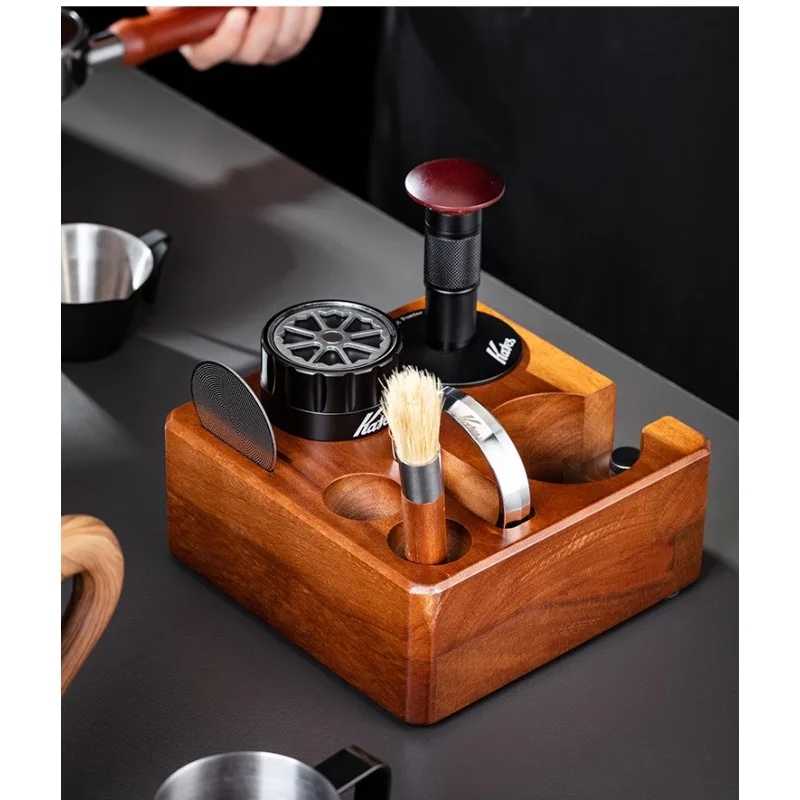 

Walnut Tamper Coffee Powder Pressing Set Distributor Scratch Resistant Storage Base Square Solid Wood Pressing Delicate Durable