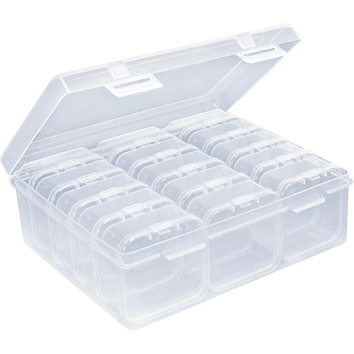 Multi-Size Transparent Bead Storage Box — 15, 20, or 45 Compartments (Flexible Selection) — Hinged, Dustproof Lid — Mini Organiz