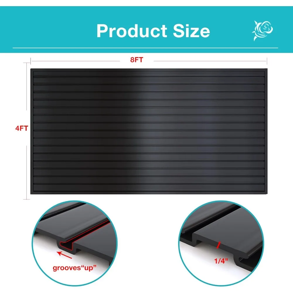 Wandaufbewahrungssysteme mit Lamellenwand-Panel, 4 x 8 Fuß Lamellenverkleidung, Garagen-Organizer, robustes, montiertes PVC-Gestell