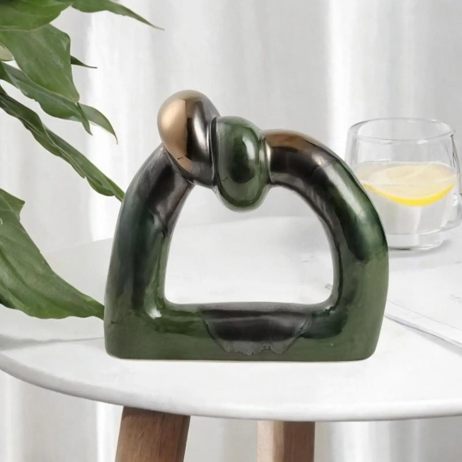 Ceramic Knot Decor Knot Sculpture Table Centerpiece Desktop Decoration Abstract Art Statue for Desk Living Room Bookshelf