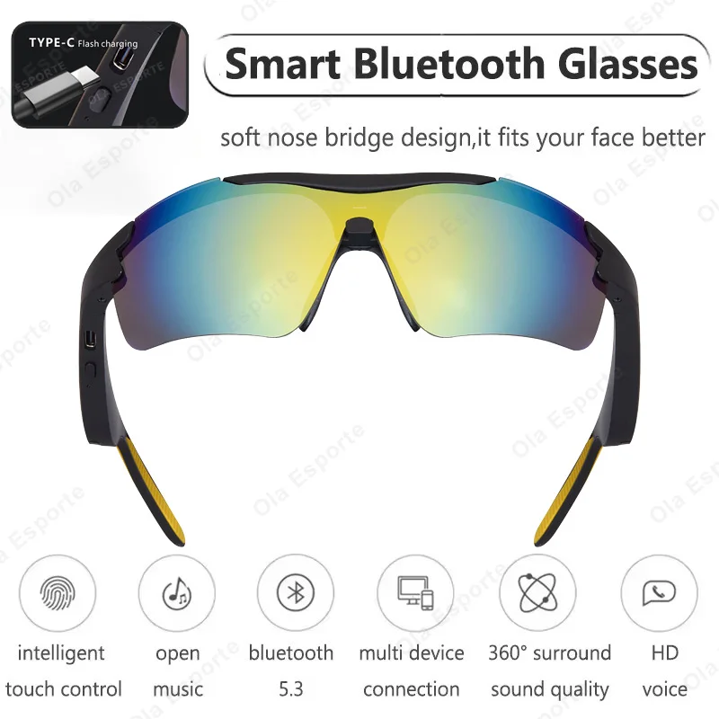 

Cycling Bluetooth Smart Glasses Technology Audio Call Remote Headset Sunglasses Sports Driving Music Earbuds Headphones 2026 New