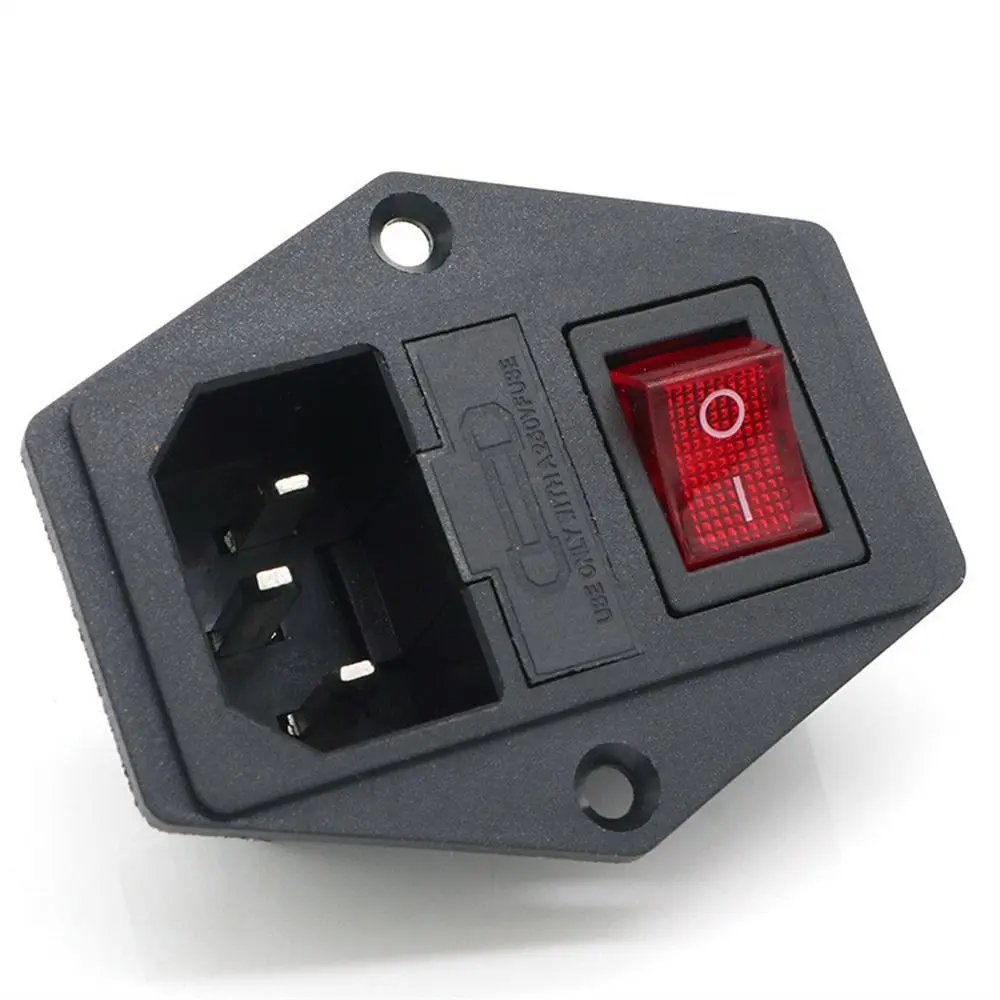 Fuse Switch 15A AC Power Socket 3Pin Fused Boat Rocker Switch 10A/250V AC Power Outlet for 3D Printer