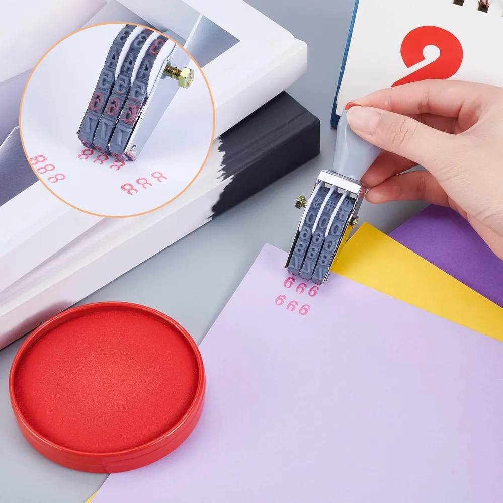 2 Pcs Rubber Number Roller Stamps 3 Digits Adjustable Personalized Symbol Stamps Date Stamp Rolling Wheel Stamp Multi-Function