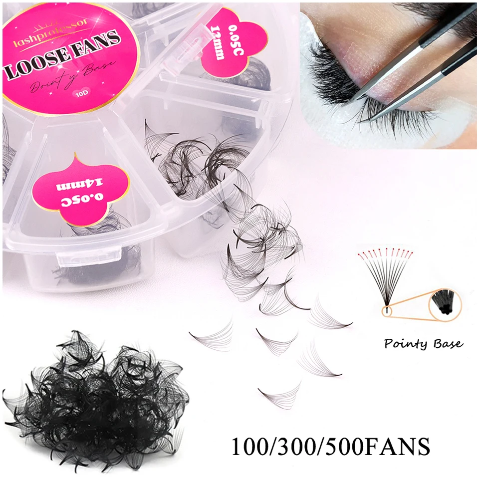 

Lashprofessor Mix Length Loose Fans Lashes Sharp Medium Stem Thin Pointy Base Premade Fans Russian Volume Eyelash Extension Cila