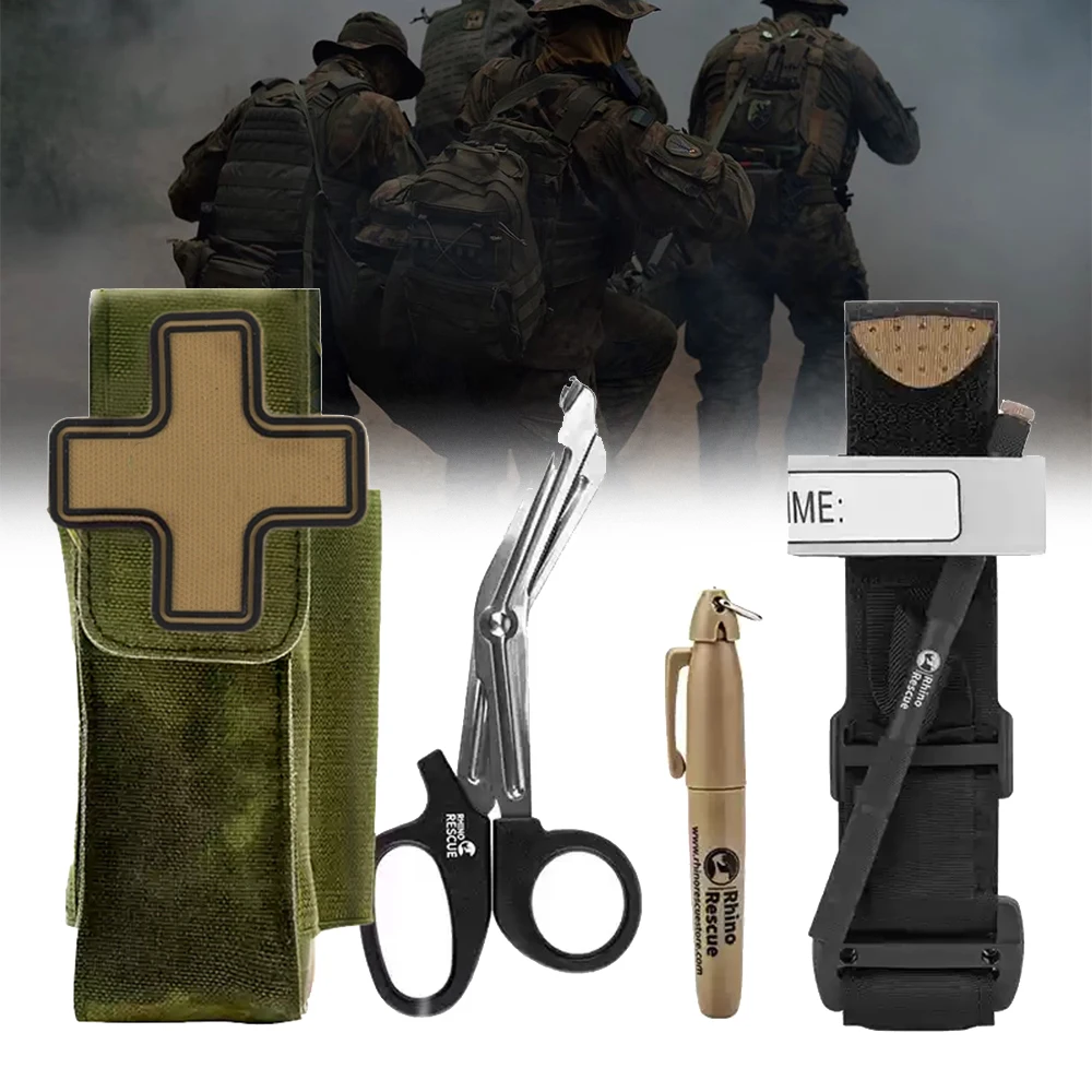 

Tactical Tourniquet Holder Set Portable Molle Trauma Rescue One Hand Emergency Tourniquet for Hunting Mountaineering Adventure