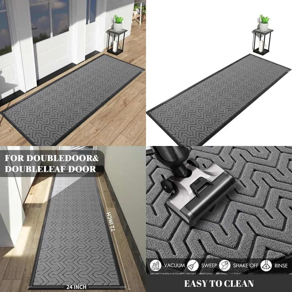 

24x72 Heavy-Duty Entrance Mat for Indoor/Outdoor Use, Commercial Grade, Grey, Easy to Clean