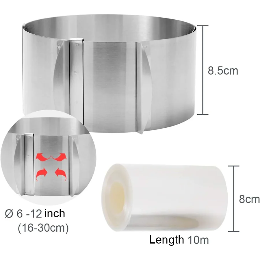 Adjustable Cake Pastry Mold 22/24cm Round Stanless Steel 16-30cm Mousse Entremet Ring Layer Cake Mold