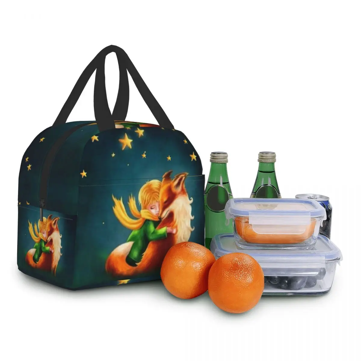 Bolsa de almuerzo de cuento de hadas para hombres y mujeres, fiambrera con aislamiento térmico para niños, Tote escolar, bolsa de almacenamiento para Picnic, El Principito