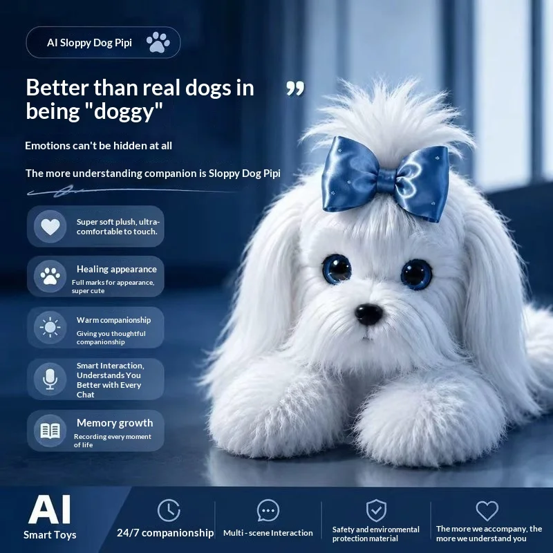 Brinquedo de Pelúcia Interativo AI para Cães, Companheiro Emocional Macio e Fofo com Memória de Conversação, Ótimo Presente para Estudantes e Adultos