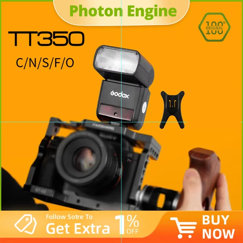 

Godox TT350C TT350S TT350N TT350F TT350O TTL HSS 1/8000s Speedlight Flash with X1T Transmitter for Canon Nikon Sony Fuji Olympus