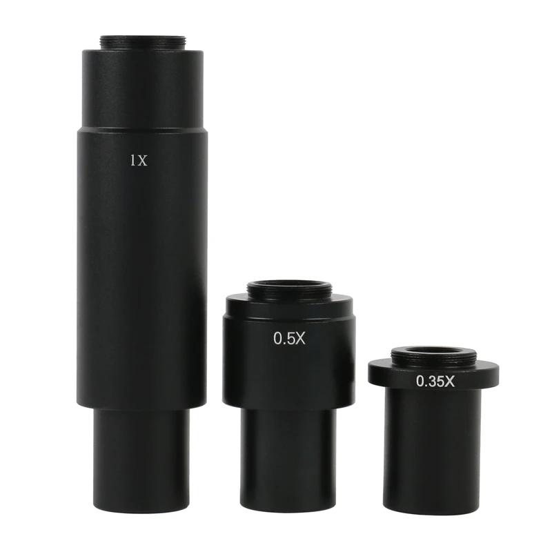 Lente ocular de 28mm, 0,35x, 0,5x, 1X, lente adaptadora de cristal Barlow para cámara de microscopio con Zoom 120X, 180X, 300X, lente Monocular de montaje en C