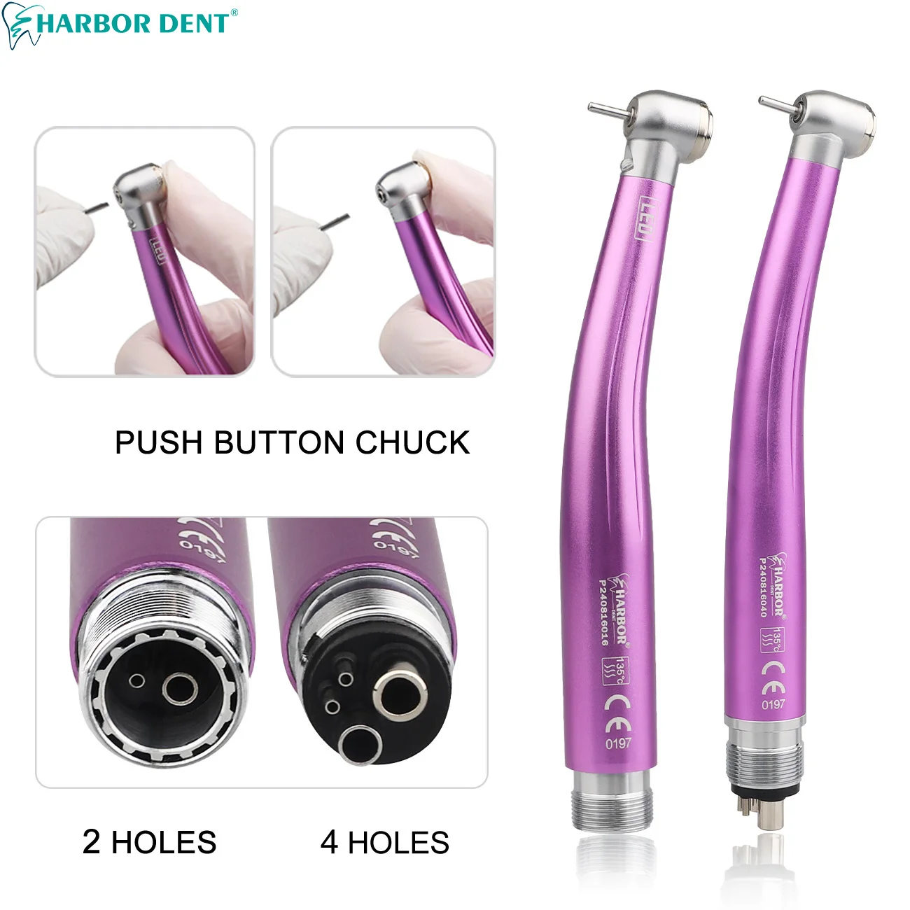 Purple Dental High & Low Speed Handpiece Kits Single/Three Water Spray Straight Contra Angle 2/4 Hole Air Turbine