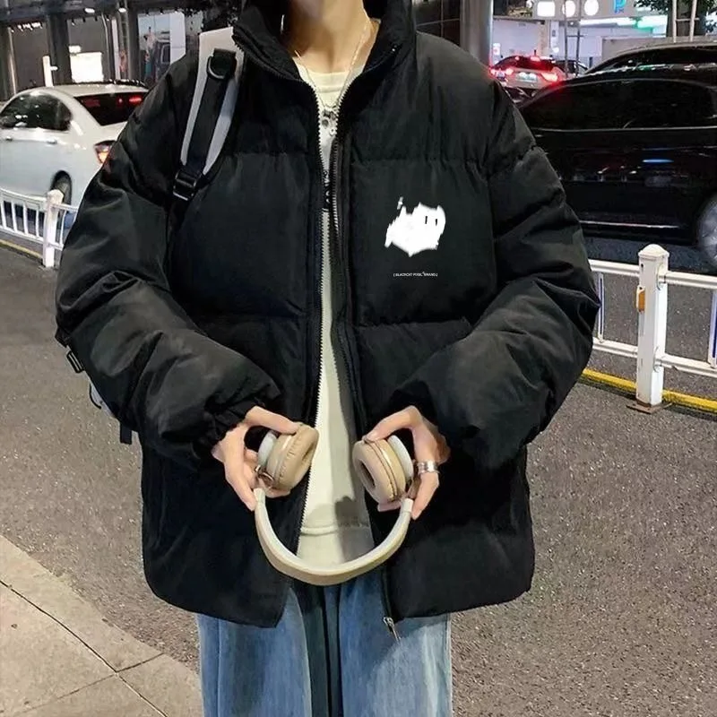 

Casual Loose Men's Cotton Jaet Autumn Winter New Sle Trendy Brand Faionable Long Coat Zipper Closure Silk Cotton Fill