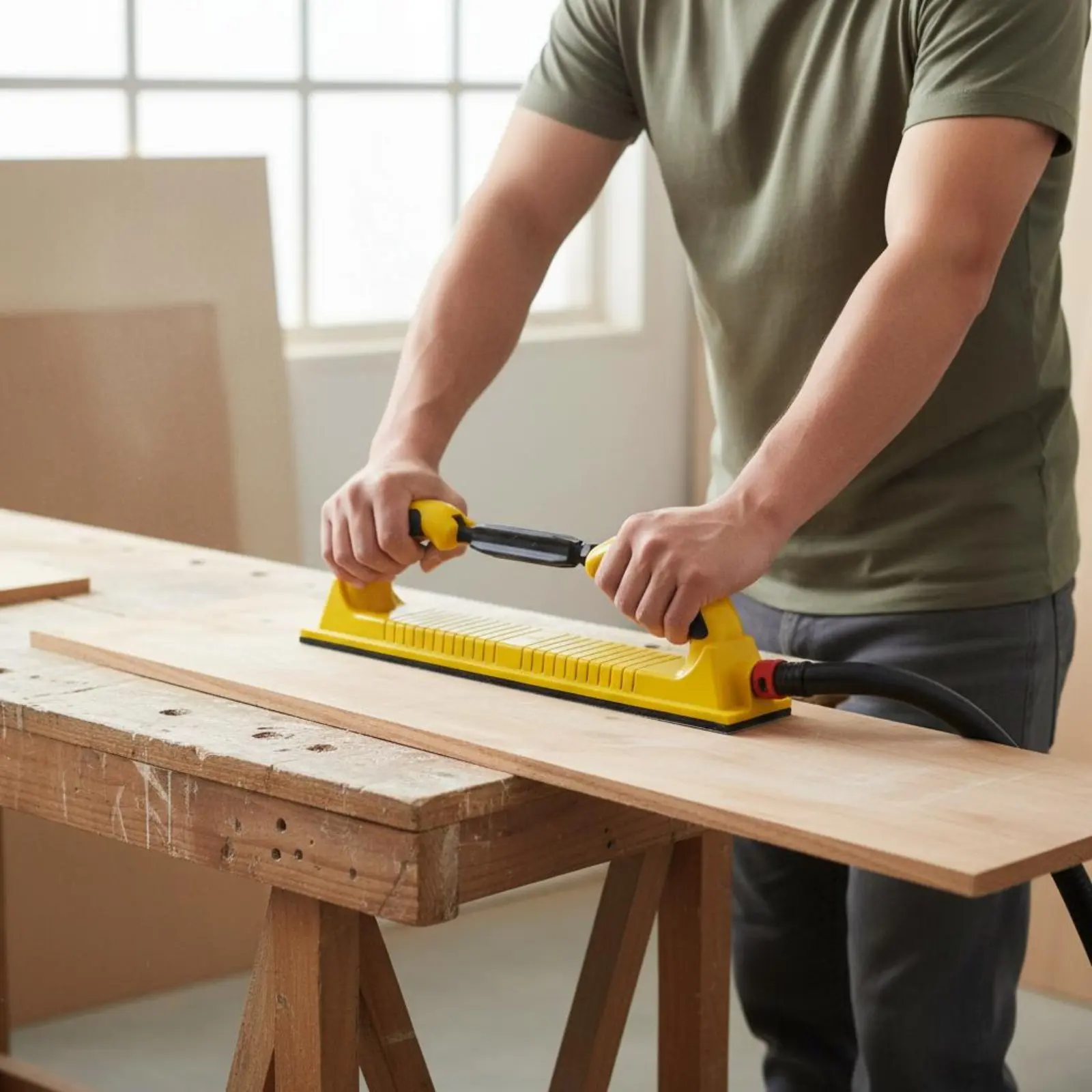 

Particulate Extraction Hand Sander Ergonomic Grip Adjustable Sanding Board Extended Hand Sander Lightweight