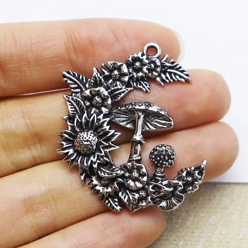 3 uds Art Nouveau colgante de luna creciente para arte de jardín de bruja DIY dijes coloridos pendientes collar accesorios de joyería