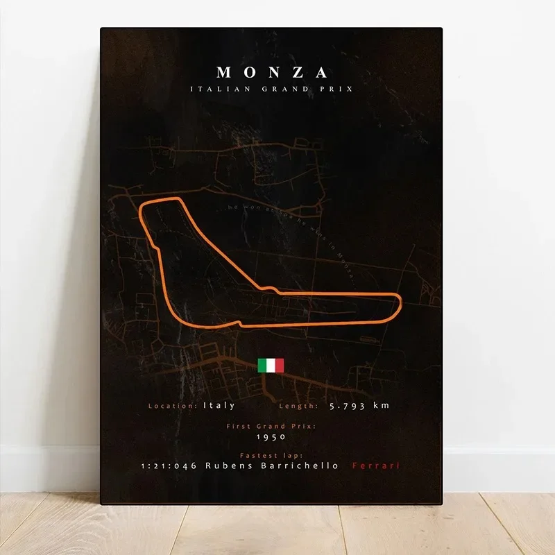 Formula 1 Track Map Posters Monaco Red Bull Ring Yas Marina Baku City Circuit Canvas Painting Posters and Prints Room Home Decor view 2