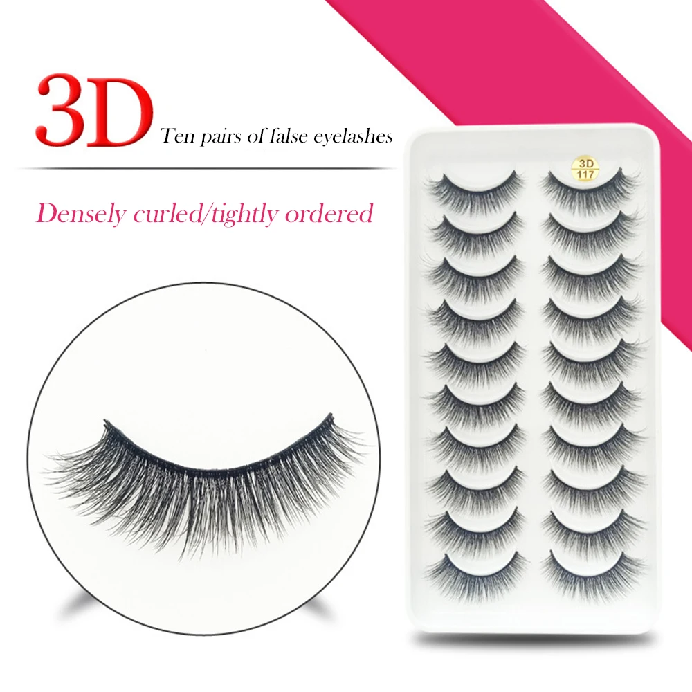 10pairs False Eyelashes Natural 3D Layered Look for Women Daily Makeup Synthetic Fiber Lash Extensions Lightweight Beauty Styles