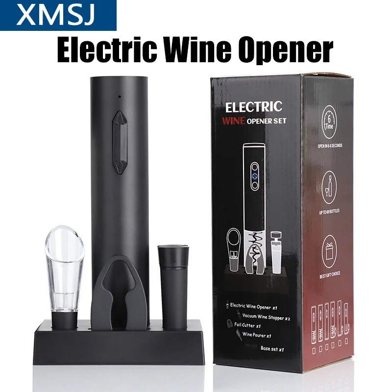 Rechargeable Electric Corkscrew Cork Remover Unisex Gift Set Includes Decanter Spout Foil Cutter and U-Shaped Charging Cable