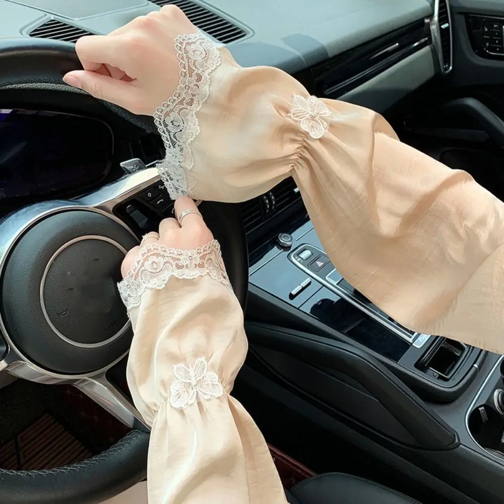 مرونة المضادة للأشعة فوق البنفسجية الحرير الجليد الأكمام فراشة الدانتيل واقية من الشمس كم طويل الأكمام قفاز واقية من الشمس غطاء للحماية من الشمس الصيف