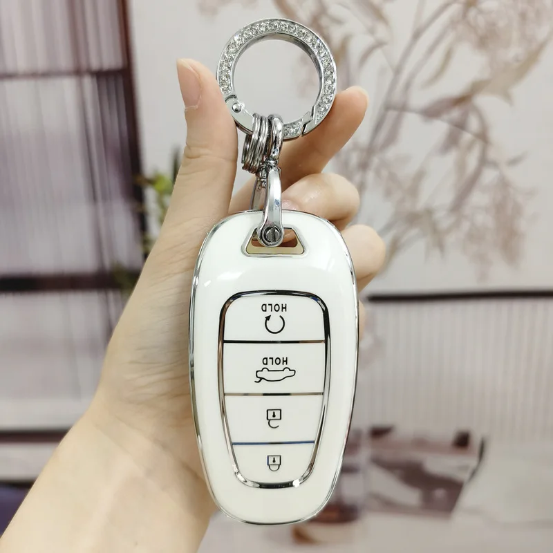 

Soft TPU Car Remote Key Case Cover Shell For Hyundai Tucson Solaris Sonata Hybrid NEXO NX4 Santafe dn8 4 Buttons 2020 2021 2022