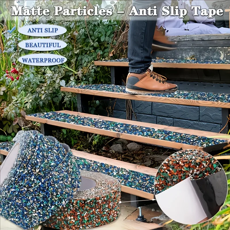 Anti Slip Rubber Tape Matte Particle Anti Slip Tape Waterproof Wear-Resistant Stair Tape: Home Outdoor Multi-Color Non-Slip