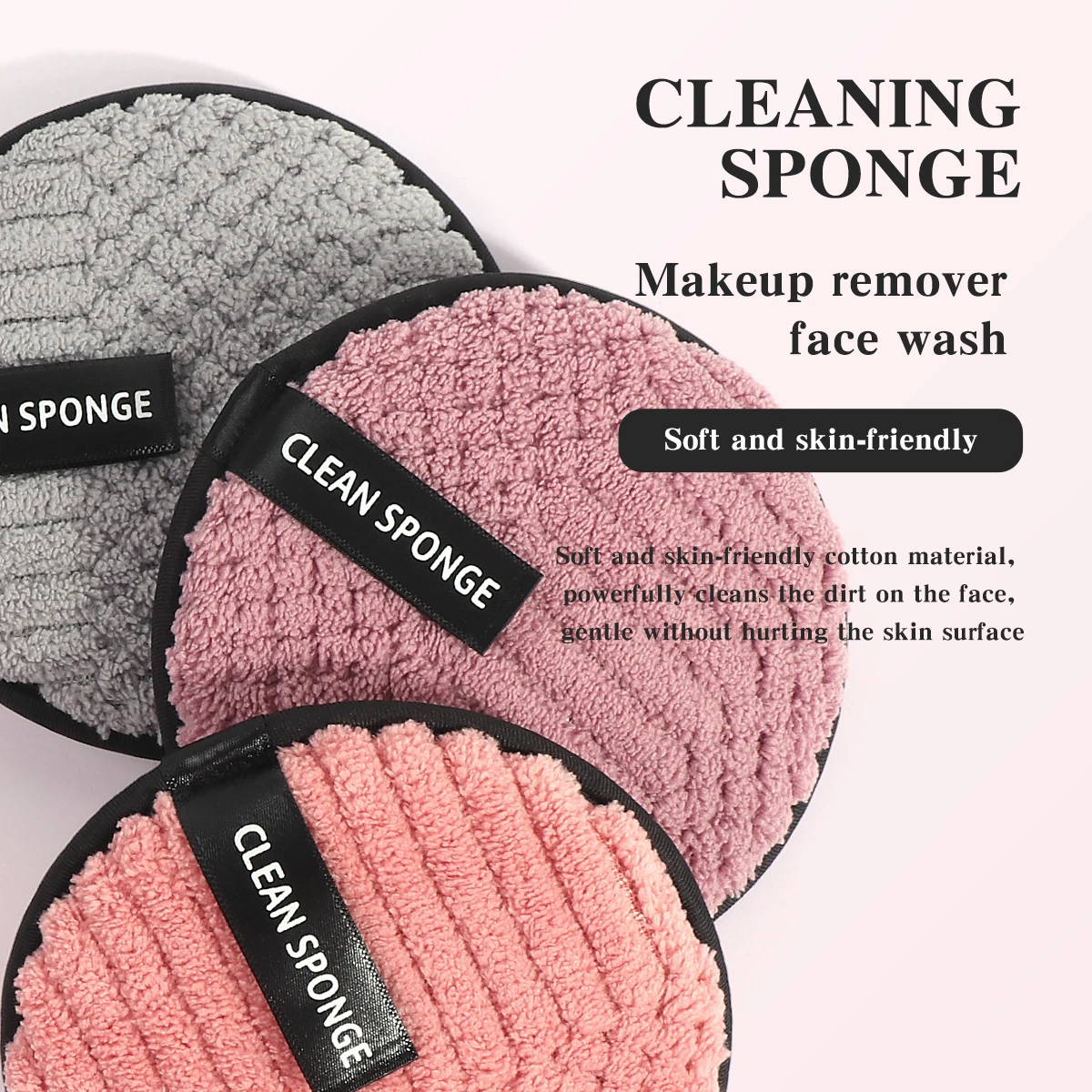 3PCS Reusable Makeup Remover Pads Cotton Face Towel Microfiber Make Up Wipes Washable Cotton Pads Skin Friendly Cleansing Puff