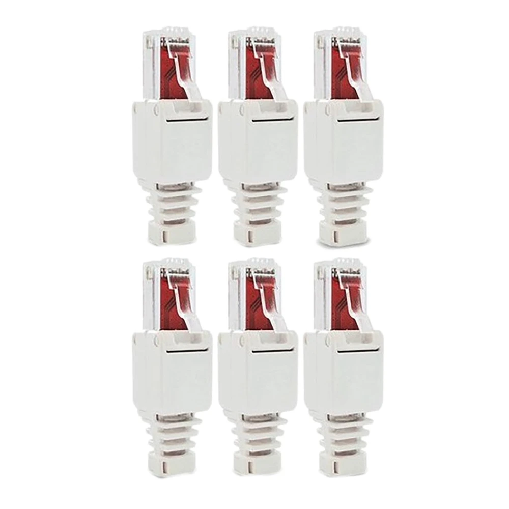 6 Pcs Network Connectors Tool-Free RJ45 CAT6 LAN UTP Cable Plug Without Tools Cat5E Cat6A Installation Cable Patch Cable