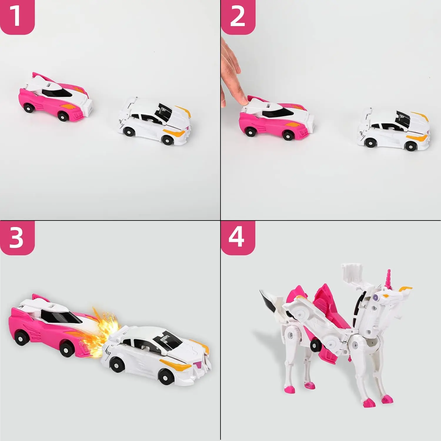 Trasforma i giocattoli per auto unicorno, i bambini trasformano i personaggi d'azione, i set di auto robot, le auto per la deformazione delle collisioni dei bambini