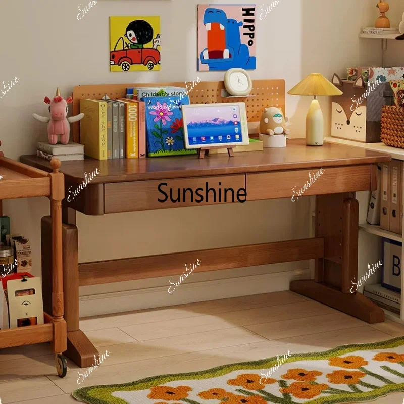 

Solid wood desk household lifting study table bedroom bedside simple writing tableTJ