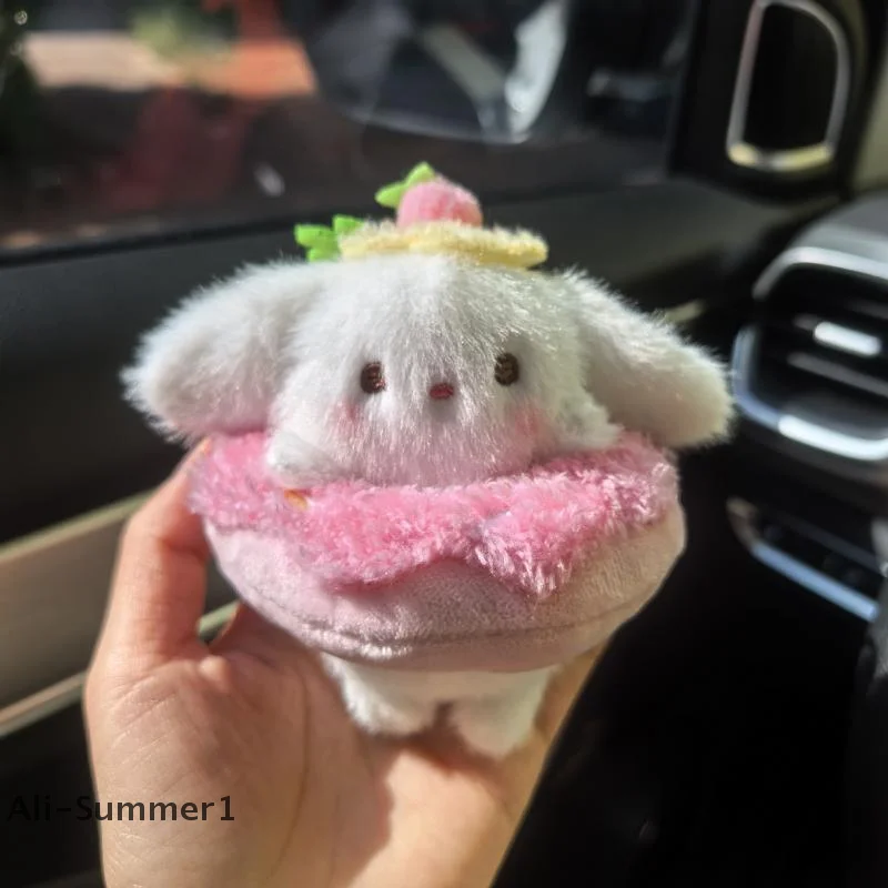 1 Uds. Lindo corazón círculo Animal colgante de felpa conejo delfín gato muñeca llavero para niñas regalos creativo bolso escolar Decoración