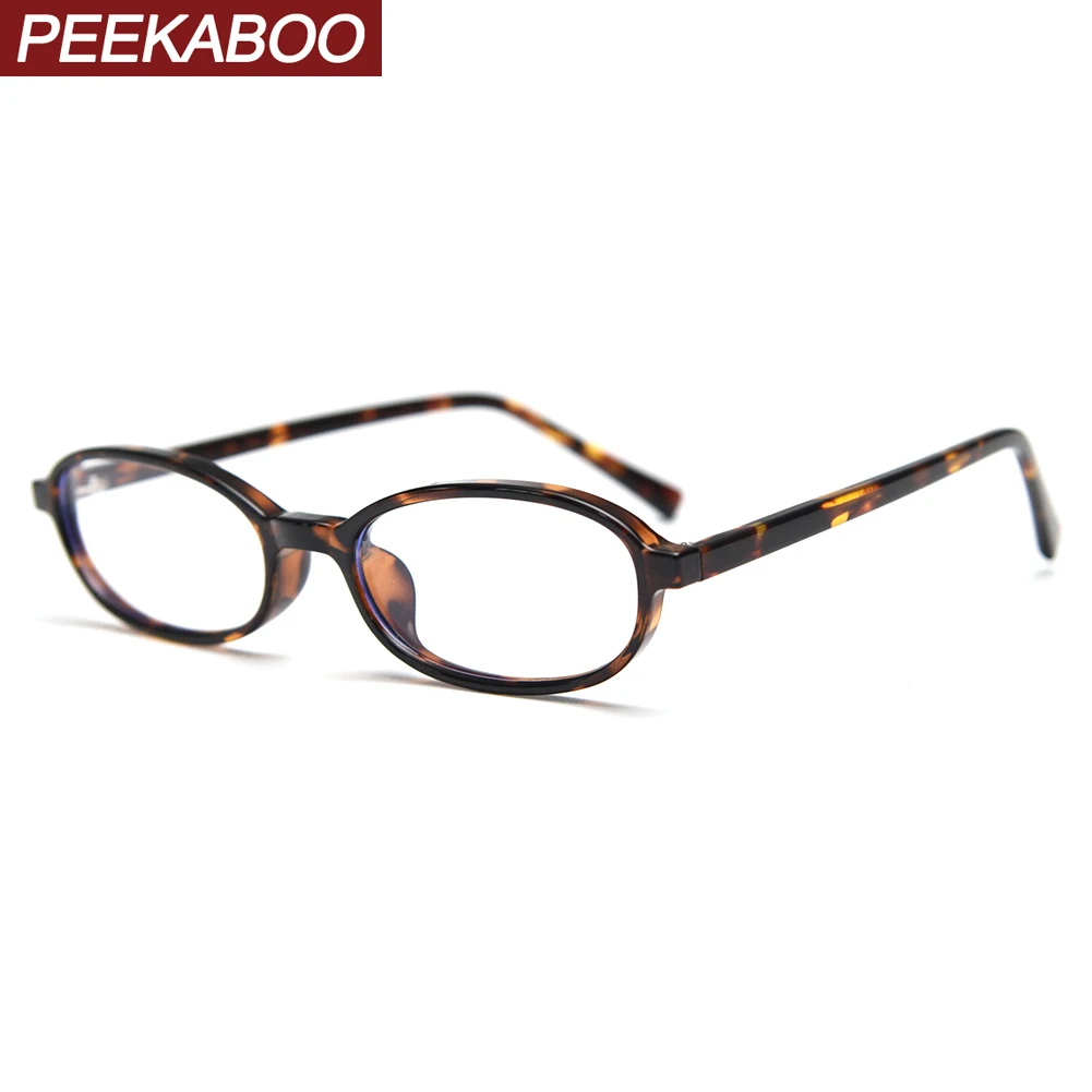 Peekaboo Tr90 Female Oval Glasses Retro Women Clear Lens Acetate Small Glasses Frame for Men Leopard Brown Unisex Decoration