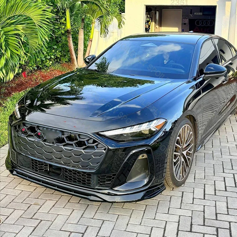 2024-2026 For Audi A5 B10High Quality ABS 4/Pcs Front Bumper Lip Spoiler Car Front Bumper Lip Diffuser Body kit Glossy Balck