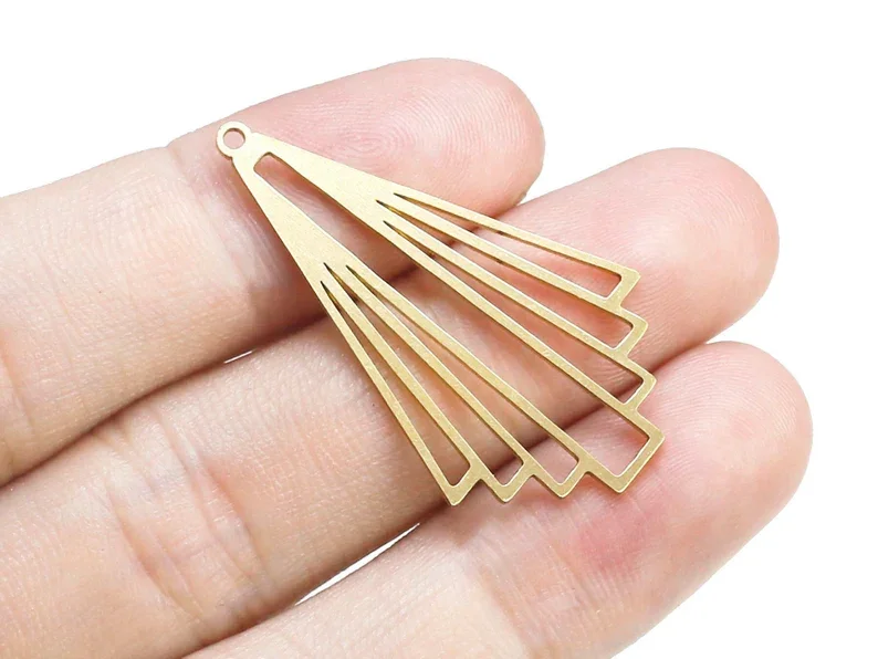 10pc Brass Fringe Earring Charm, Brass Connector, Necklace Pendant, 37.6x21.3mm, Earring Findings, Jewelry Making - R2476