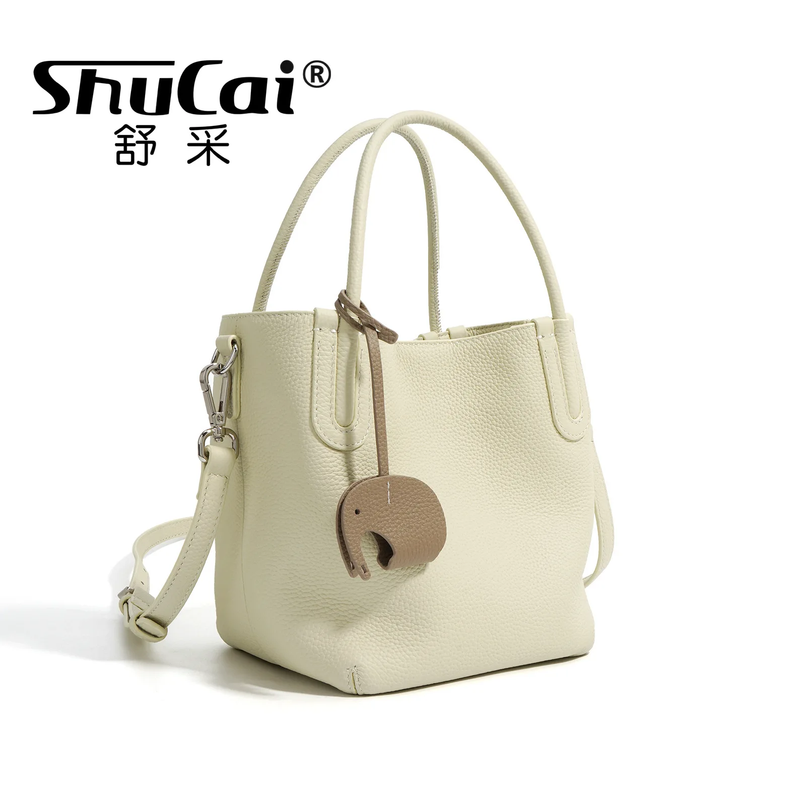 Head Layer Cowhide Vegetable Basket Bag Leather Cell Phone Crossbody Bag Commuter Shoulder Bucket Bag