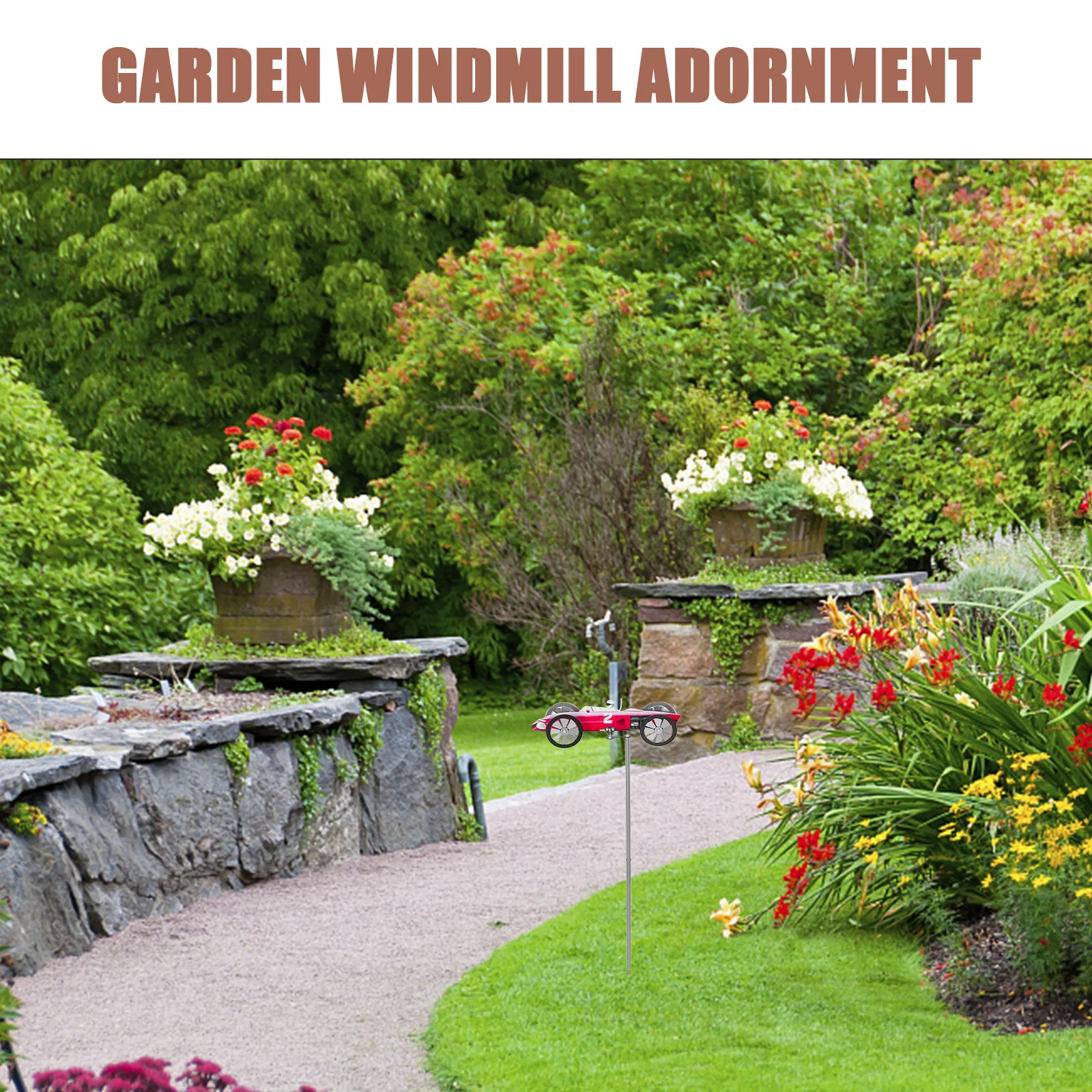 

Outdoor Metal Windmill Garden Racing Car Yard Decoration Lawn Ornament Rotating Pinwheel Decor Metal Windmills