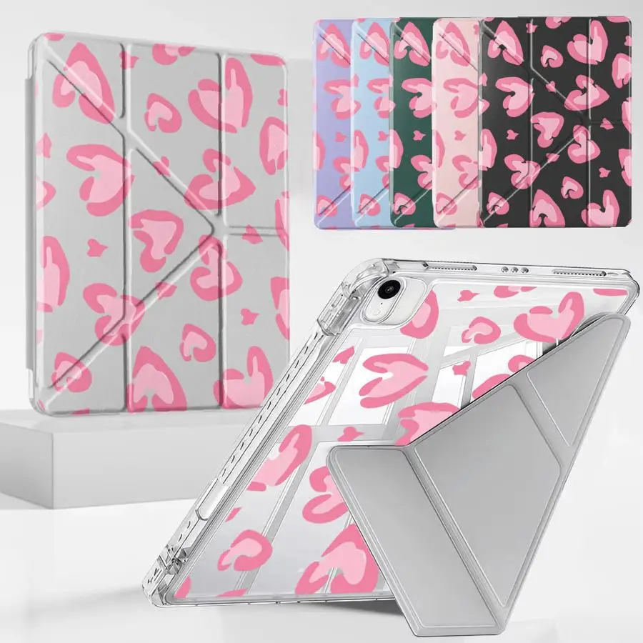 Y-Fold Holder Cover Tablet Case For iPad Pro 11th 10th 9th 8th 7th 12.9inch Mini 6 7 Air 4 5 M3 M2 1 2 M4 11inch Pro 2025 Pink