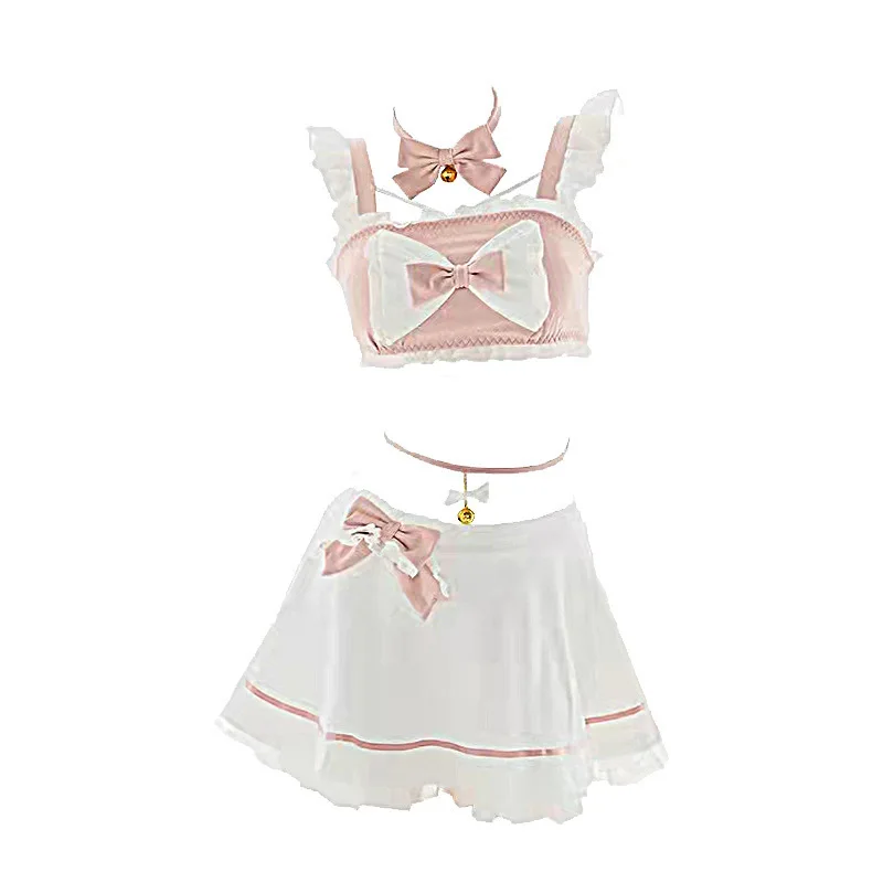 

Sexy Lingerie Pure Desire Cute Maid Mature Attire Aprontie Up Uniform Bow Tie Sweet Hollow Out Maid Pure Uniform Skirt Set