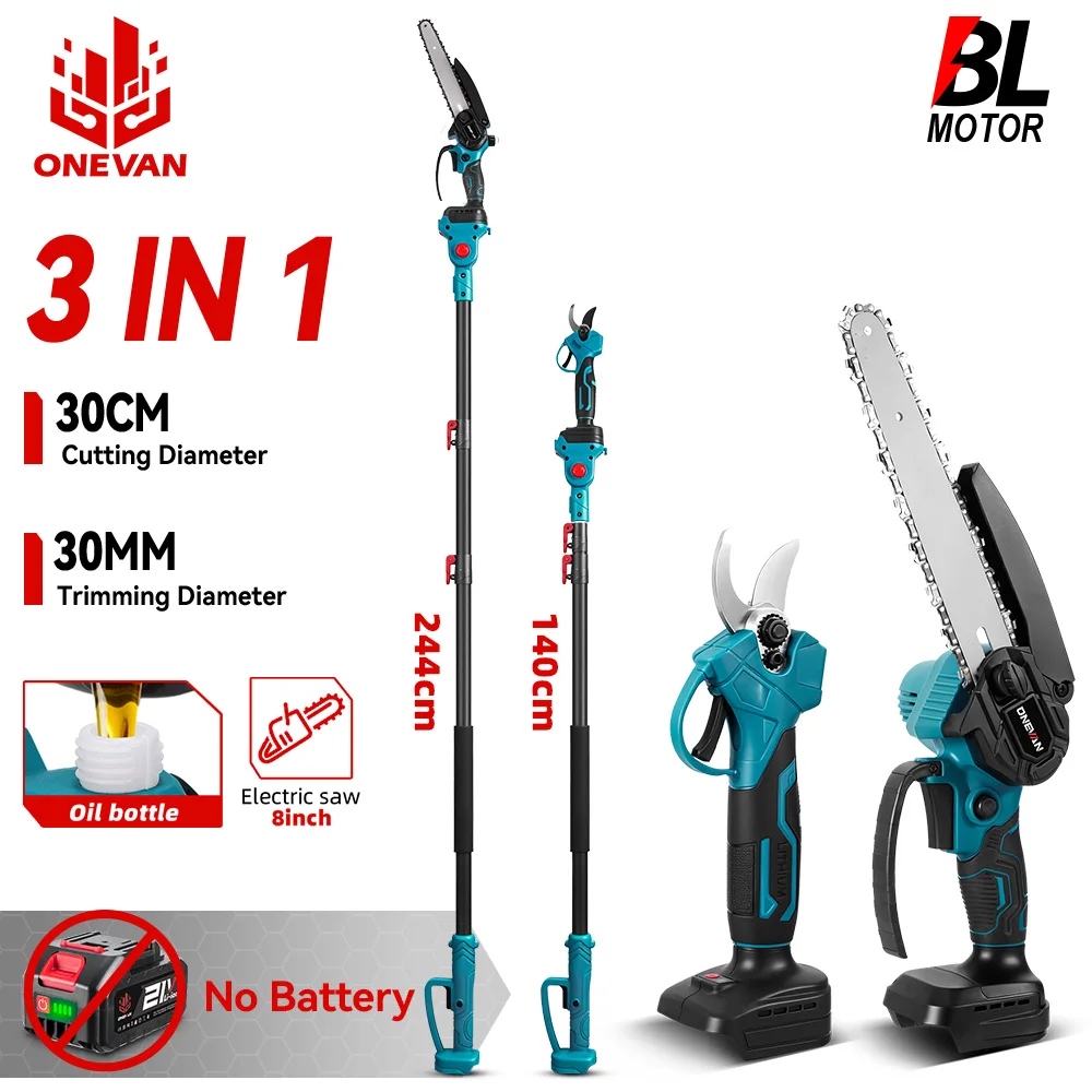 

ONEVAN 5500W 3in1 Brushless High Branch Saw&Pruning Shears Tree Garden Pruning Tool With Telescoping Pole For ONEVAN Battery Pin
