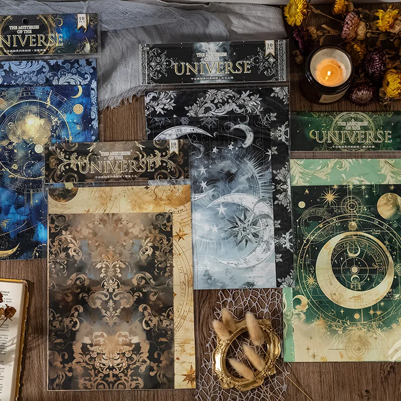 

Cosmic Theme Handbook Material Decoration10 Sheets 4 Kinds of Style Decorative Paper for DIY Scrapbooking Junk Magazine Diary