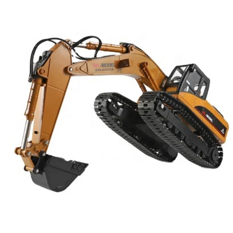 Wltoys-Coleção Modelo De Metal De Liga Elétrica Digger, RC Escavadeira, Som De Fumaça, Grande Controle Remoto, Caminhão Rc, 16800, Escala 1:16