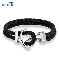 Navy Style Anchor Bracelets Men Women Double Strand Mulitcolor Nautical Surfer Survival Rope Bracelet Stainless Steel Boat Hook