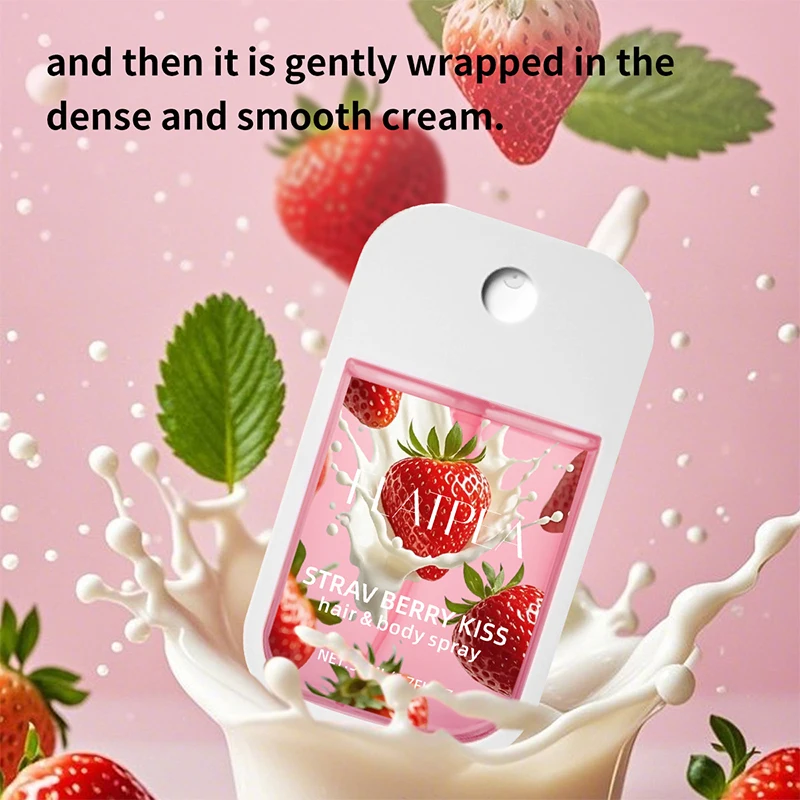 Fragola Pesca Carta Profumo tascabile Aroma fruttato Spray per il corpo Vaniglia Fragranza alla frutta Aggiorna a lunga durata Incontri Feromone 50ml